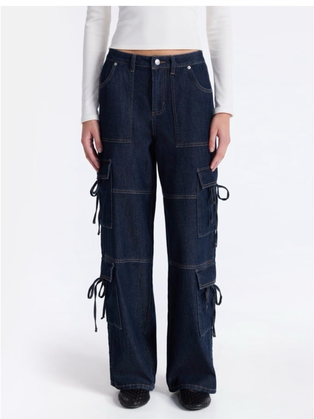 No Boundaries Dark Indigo Wide Leg Cargo Jeans